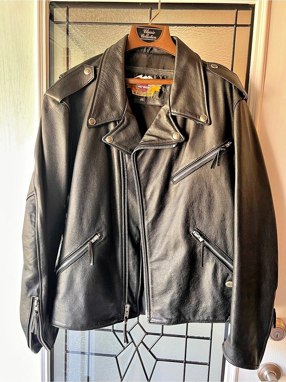 Harley-Davidson An American Legend Vintage Leather Motorcycle Jacket Black XL